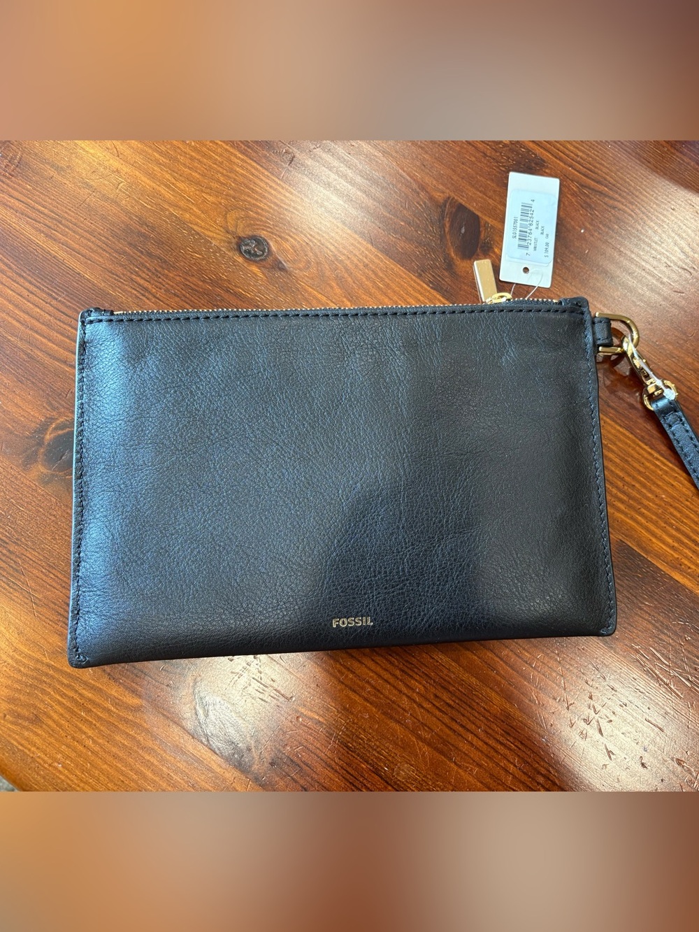 Fossil Leather Wristlet, black, new with tag